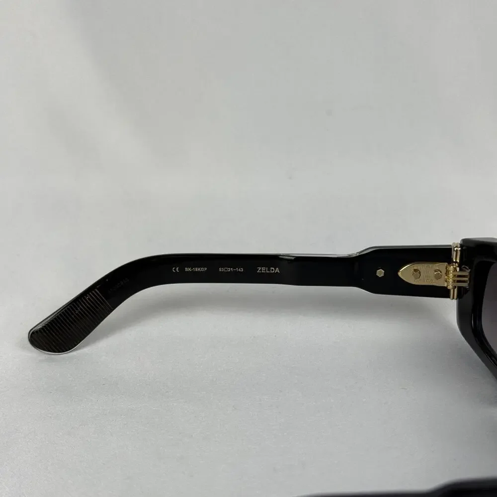 Chrome Hearts Zelda Sunglasses Black Acetate 18K Gold Plated BK-18KGP w Case